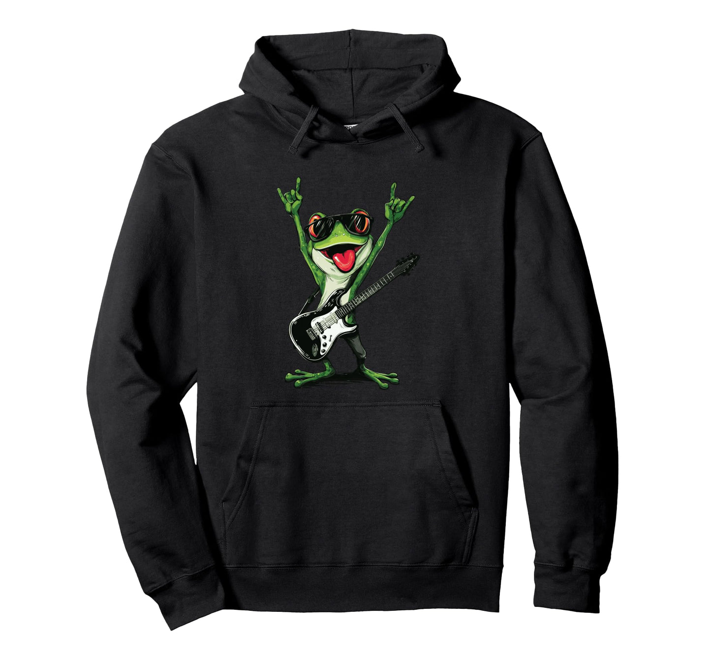 Funny Frog Rock Guitar Player Hoodie - Custom Art Print for Adults - T-Shirt, Sweatshirt, Hoodie