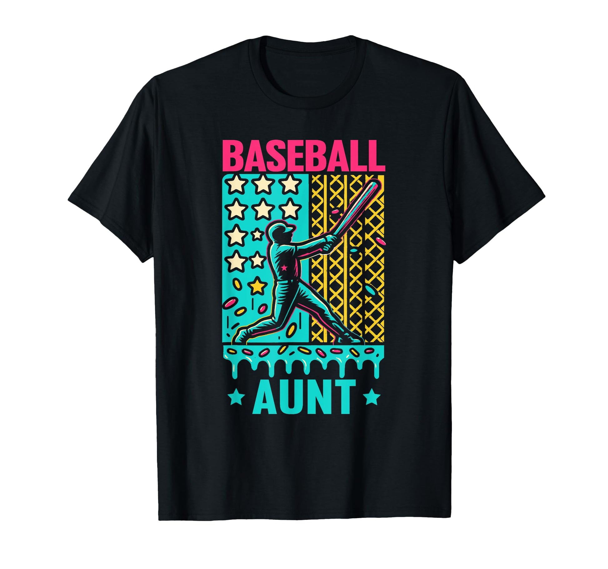 Baseball Aunt Ice Cream Drip Game T-Shirt - Casual Everyday Wear Men Women - T-Shirt, Sweatshirt, Hoodie