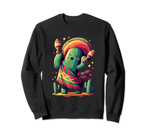 Cactus Maraca Serape Succulent Plant Sweatshirt - Unique Graphic Men Women - T-Shirt, Sweatshirt, Hoodie