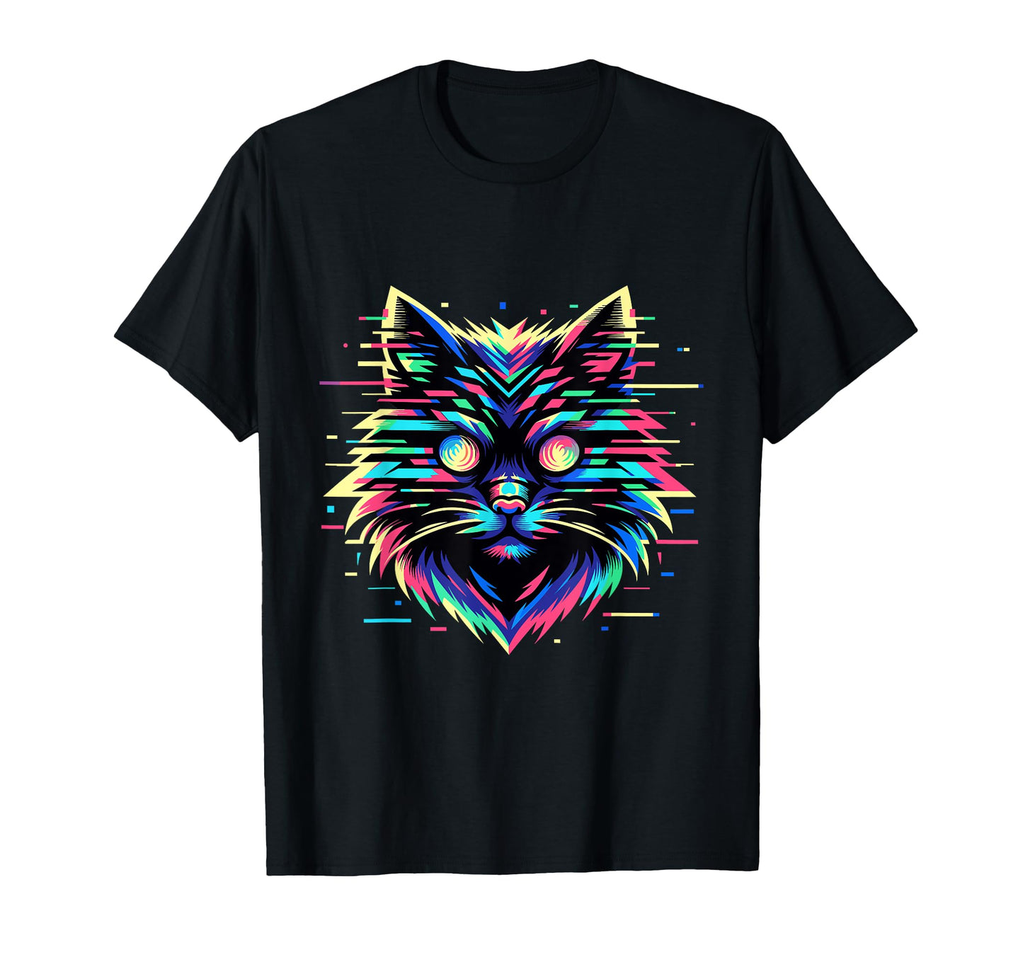 Psychedelic Cat Weirdcore Vaporwave T-Shirt - Fun Novelty Design Unisex - T-Shirt, Sweatshirt, Hoodie