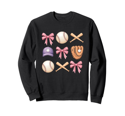 Baseball Coquette Bow Mom Sister Sweatshirt - Unique Graphic Men Women - T-Shirt, Sweatshirt, Hoodie