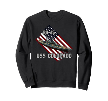 Battleship Uss Colorado Bb 45 Combat Sweatshirt - Graphic Print Unisex - T-Shirt, Sweatshirt, Hoodie