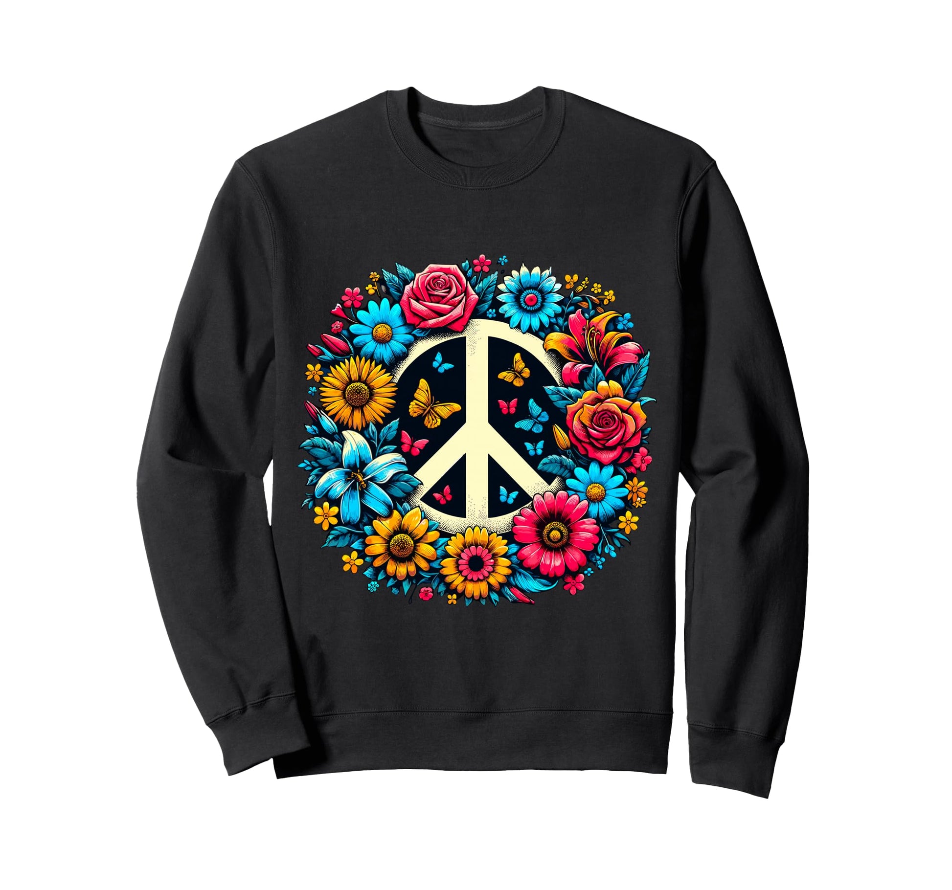 Peace Love Groovy Peace Sign Sweatshirt - Graphic Print Men Women - T-Shirt, Sweatshirt, Hoodie