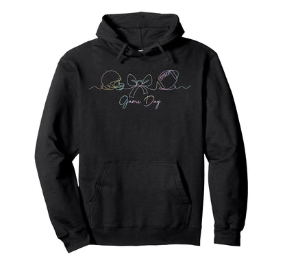 Football Gameday Continuous Line Art Hoodie - Aesthetic Graphic Men Women - T-Shirt, Sweatshirt, Hoodie