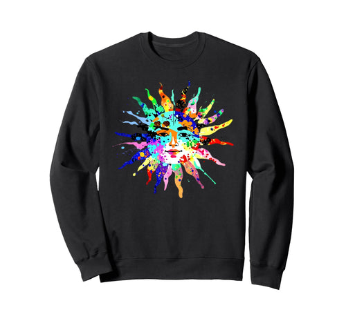 Colorful Celestial Sun Face Sweatshirt - Casual Everyday Wear for Adults - T-Shirt, Sweatshirt, Hoodie