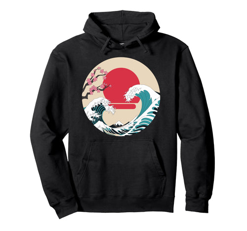 Big Wave Vaporwave Aesthetic 80S Anime Hoodie - Unique Graphic Men Women - T-Shirt, Sweatshirt, Hoodie