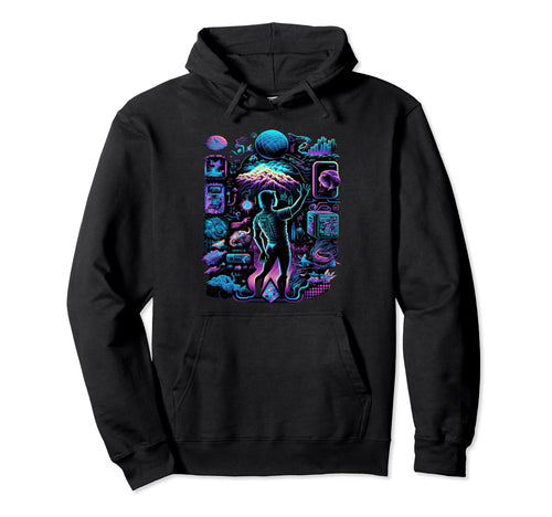 Vaporwave Aesthetic Psychedelic Ai Hoodie - Custom Art Print Men Women - T-Shirt, Sweatshirt, Hoodie