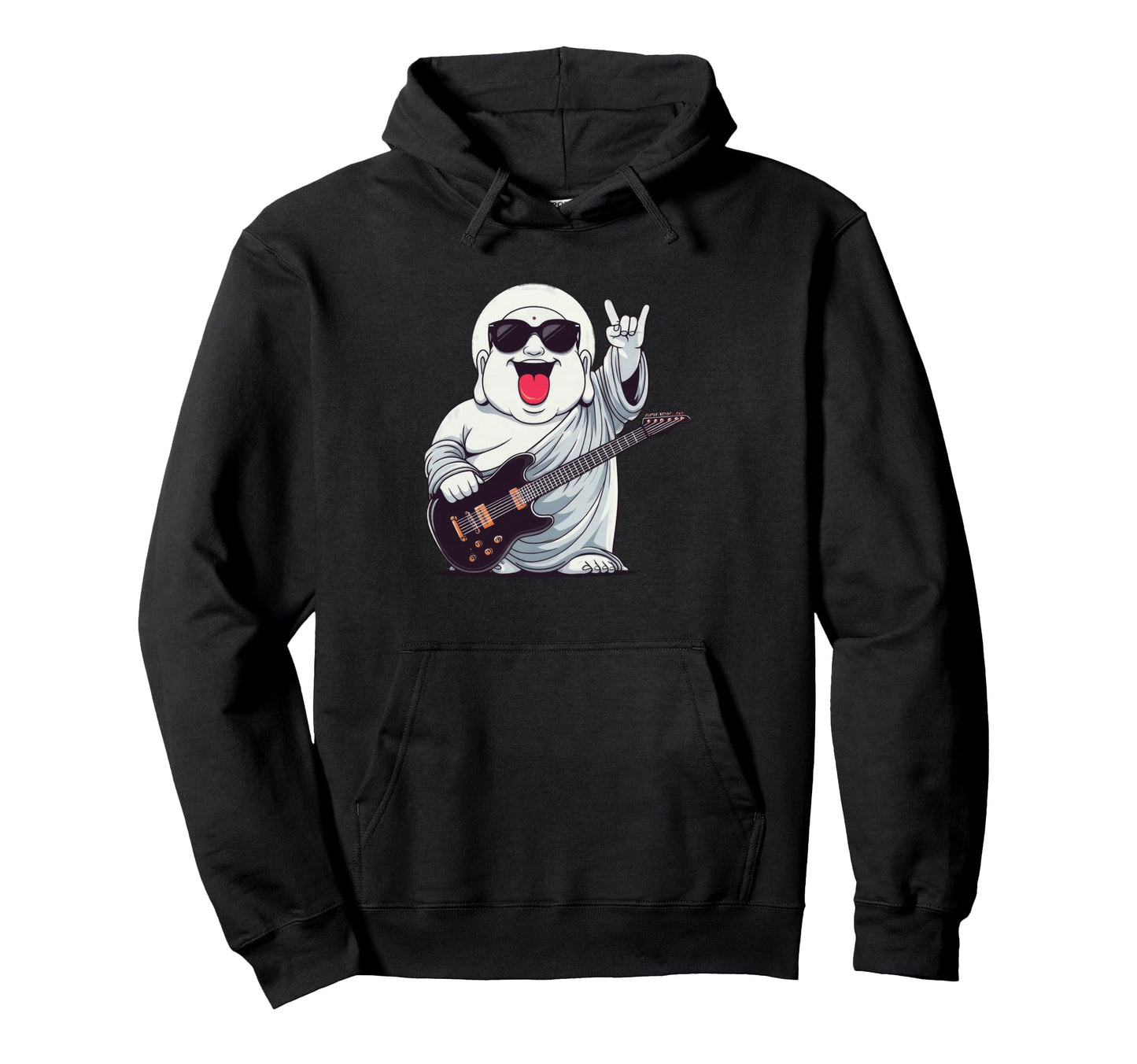 Funny Buddha Rock Music Guitar Player Hoodie - Trendy Graphic for Adults - T-Shirt, Sweatshirt, Hoodie