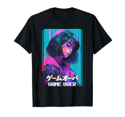 Sad Japanese Anime Game Over T-Shirt - Custom Art Print Men Women - T-Shirt, Sweatshirt, Hoodie
