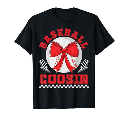 Baseball Cousin Bow Checkered Player T-Shirt - Novelty Apparel for Adults - T-Shirt, Sweatshirt, Hoodie