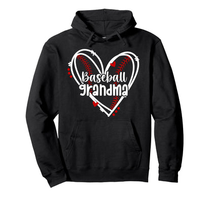 Baseball Grandma Heart Grandma Hoodie - Aesthetic Graphic Men Women - T-Shirt, Sweatshirt, Hoodie