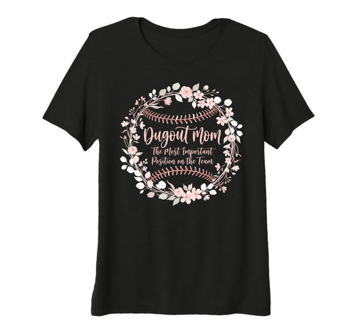 Womens Dugout Mom Floral Baseball T-Shirt - Trendy Graphic for Adults - T-Shirt, Sweatshirt, Hoodie