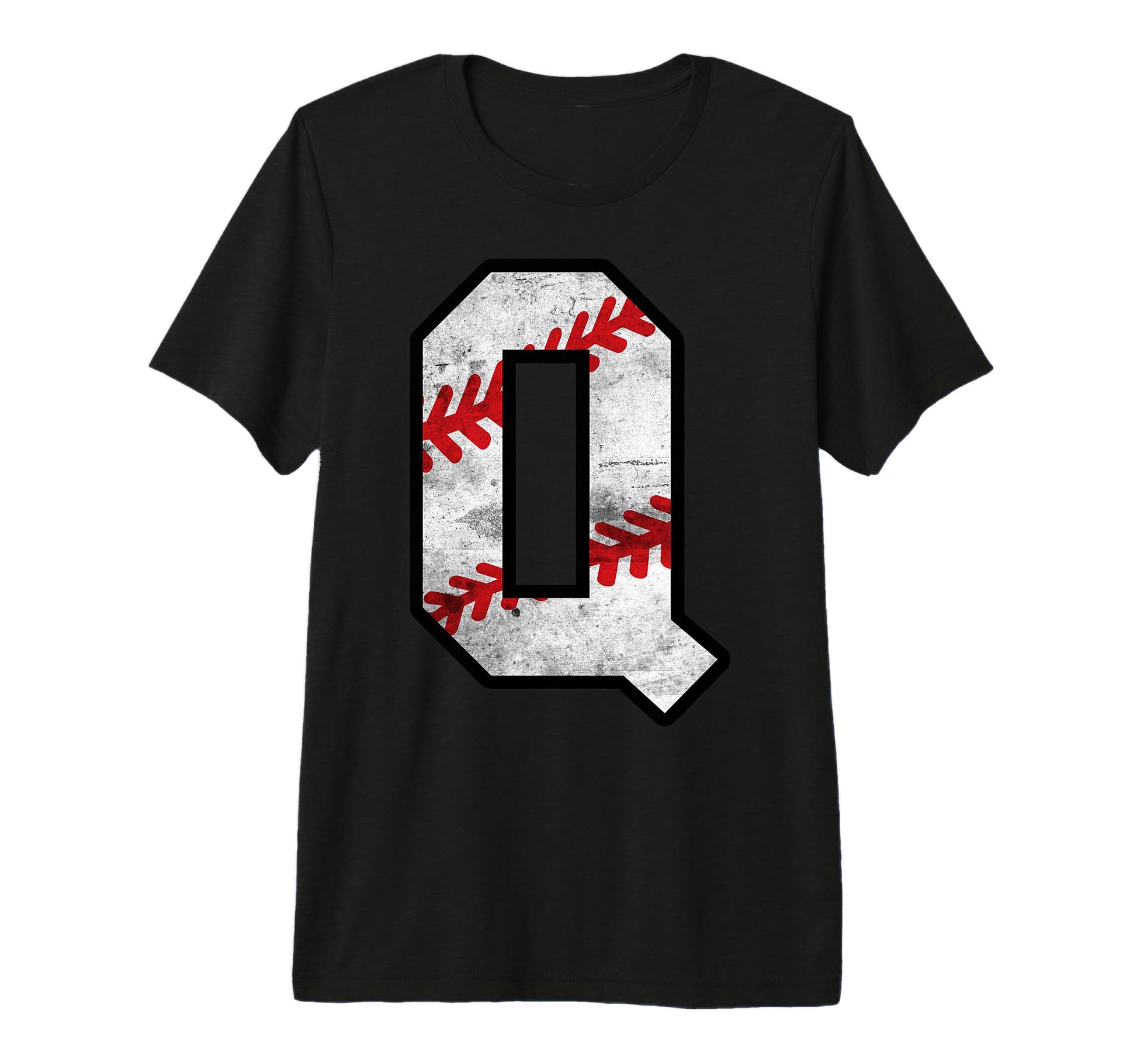 Distressed Baseball Letter Q Tri T-Shirt - Streetwear Style for Adults - T-Shirt, Sweatshirt, Hoodie