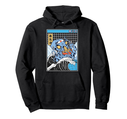 Kraken Eating Ramen Kanagawa Wave Hoodie - Custom Art Print for Adults - T-Shirt, Sweatshirt, Hoodie