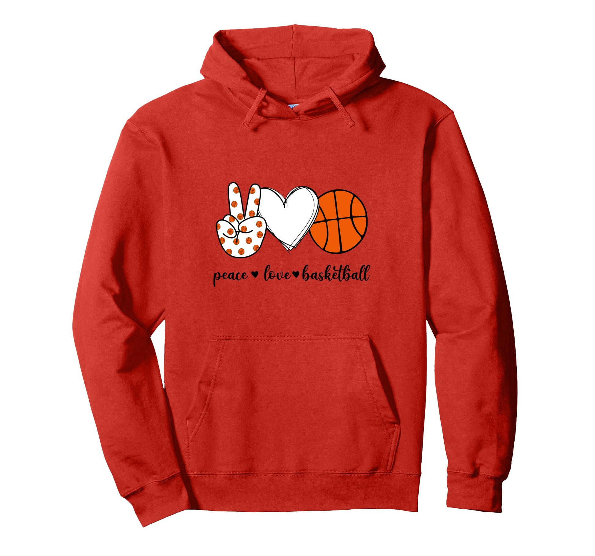 Peace Love Basketball Peace Hand Sign Hoodie - Custom Art Print Men Women - T-Shirt, Sweatshirt, Hoodie