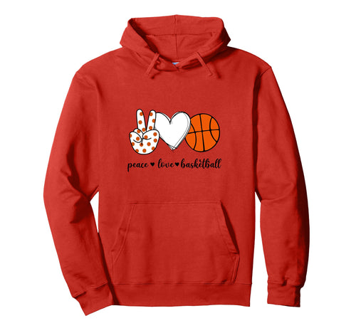 Peace Love Basketball Peace Hand Sign Hoodie - Custom Art Print Men Women - T-Shirt, Sweatshirt, Hoodie