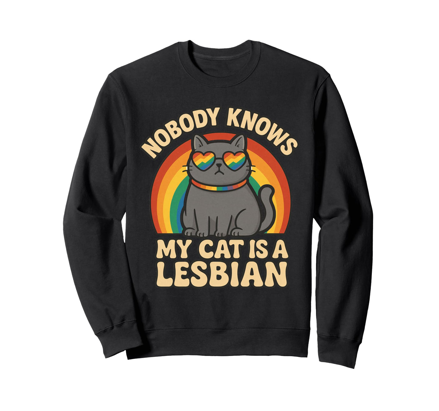 Lesbian Cat Pride Rainbow Lgbtq Funny Sweatshirt - Custom Art Print Unisex - T-Shirt, Sweatshirt, Hoodie