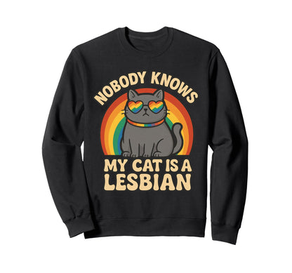 Lesbian Cat Pride Rainbow Lgbtq Funny Sweatshirt - Custom Art Print Unisex - T-Shirt, Sweatshirt, Hoodie