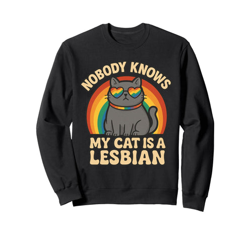 Lesbian Cat Pride Rainbow Lgbtq Funny Sweatshirt - Custom Art Print Unisex - T-Shirt, Sweatshirt, Hoodie