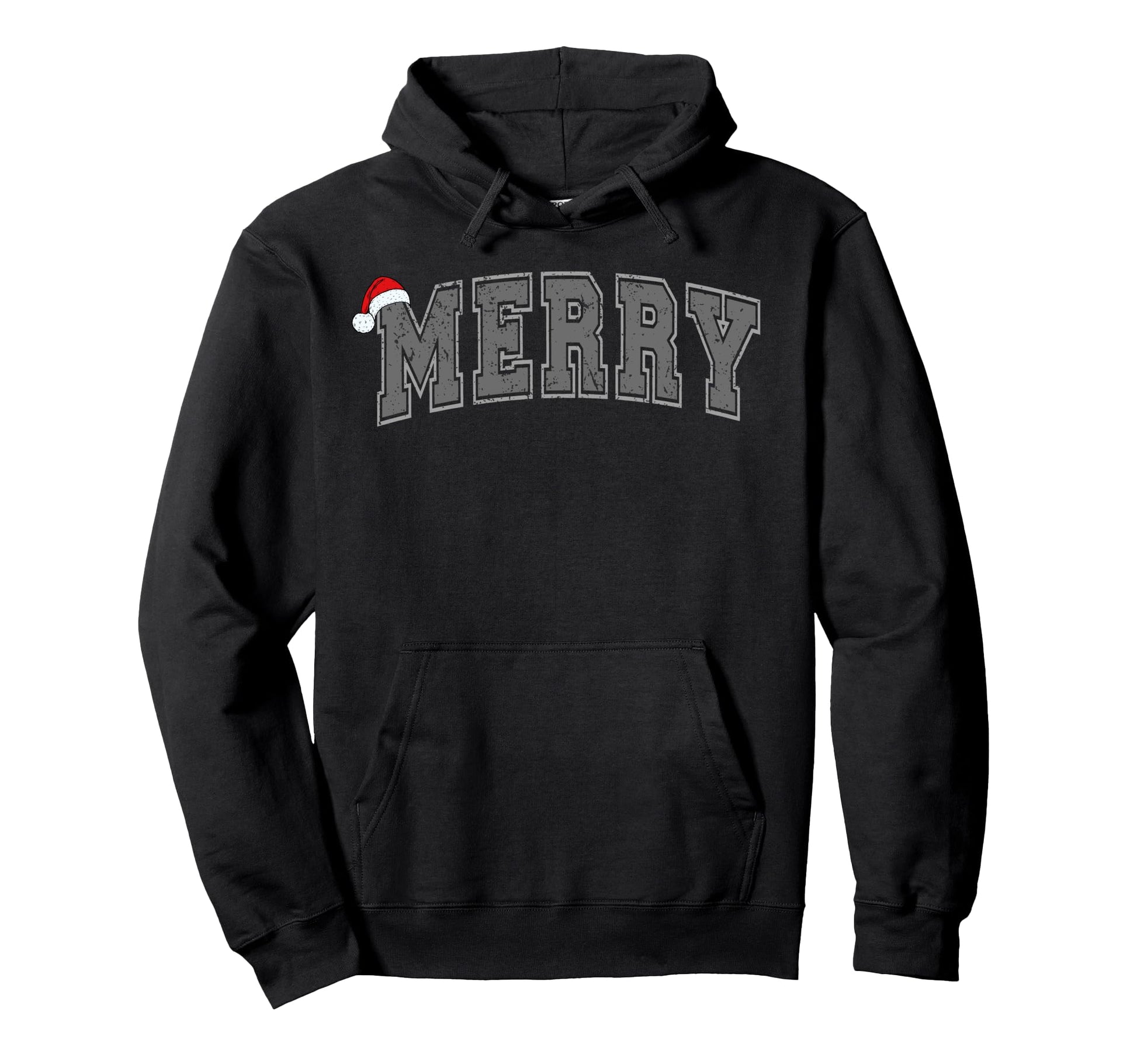 Merry Varsity Santa Hat Hoodie - Fun Novelty Design Unisex - T-Shirt, Sweatshirt, Hoodie