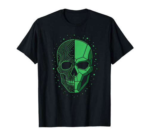 Cyber Security Skull Mask Glitch T-Shirt - Fun Novelty Design Men Women - T-Shirt, Sweatshirt, Hoodie