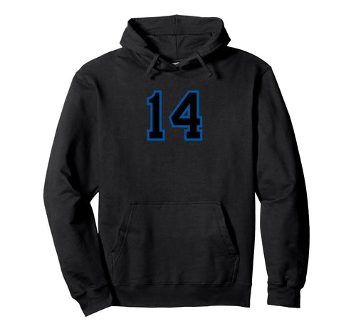 Blue Black Sport Team Number 14 Hoodie - Aesthetic Graphic for Adults - T-Shirt, Sweatshirt, Hoodie