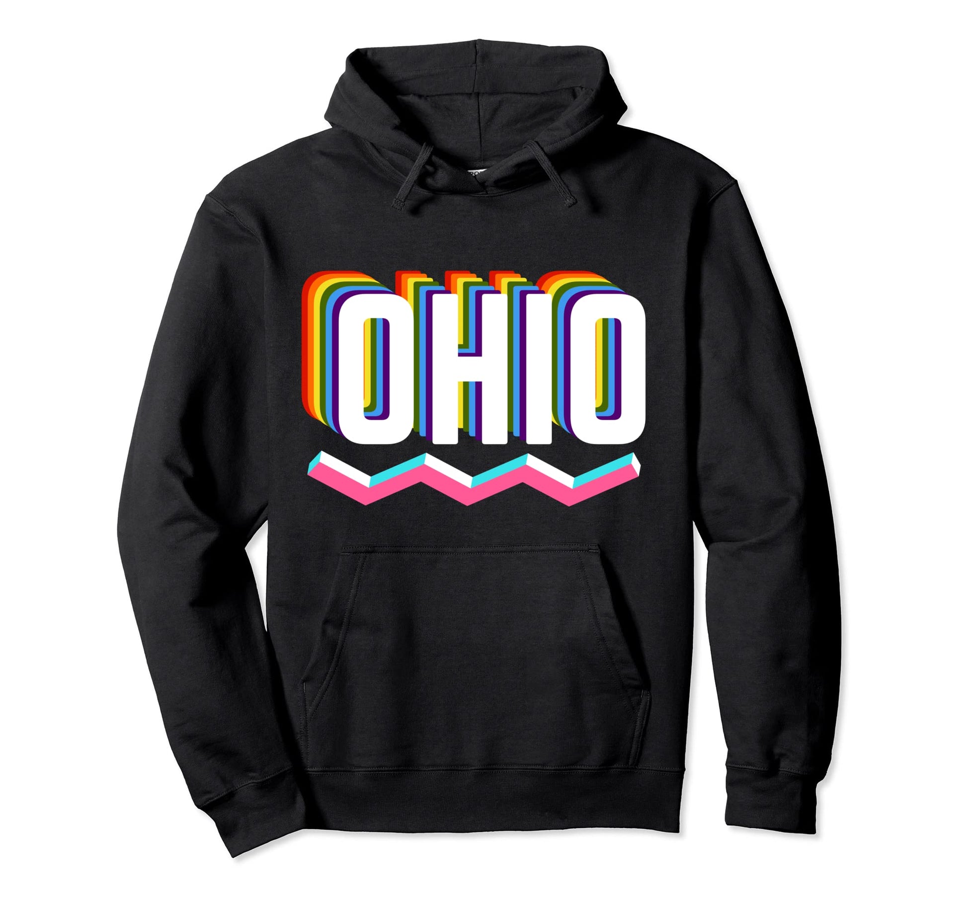 Ohio Rainbow Colorful State Ohio Oh Hoodie - Minimalist Print for Adults - T-Shirt, Sweatshirt, Hoodie
