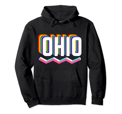 Ohio Rainbow Colorful State Ohio Oh Hoodie - Minimalist Print for Adults - T-Shirt, Sweatshirt, Hoodie