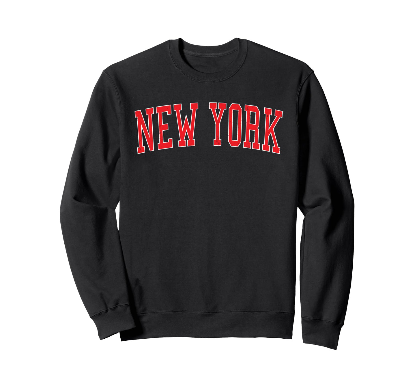 New York Ny Varsity Red Text Sweatshirt - Casual Everyday Wear for Adults - T-Shirt, Sweatshirt, Hoodie