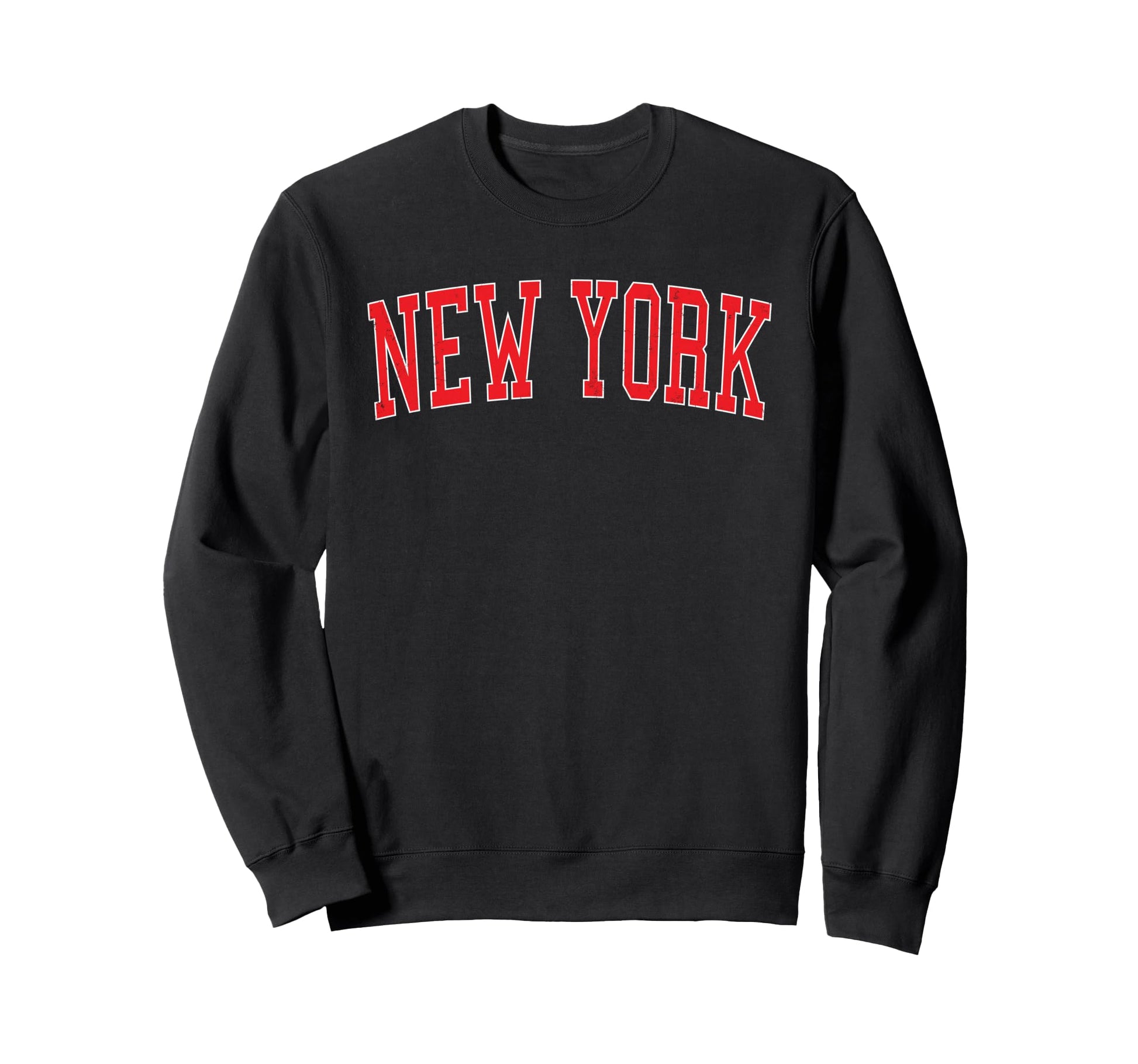 New York Ny Varsity Red Text Sweatshirt - Casual Everyday Wear for Adults - T-Shirt, Sweatshirt, Hoodie