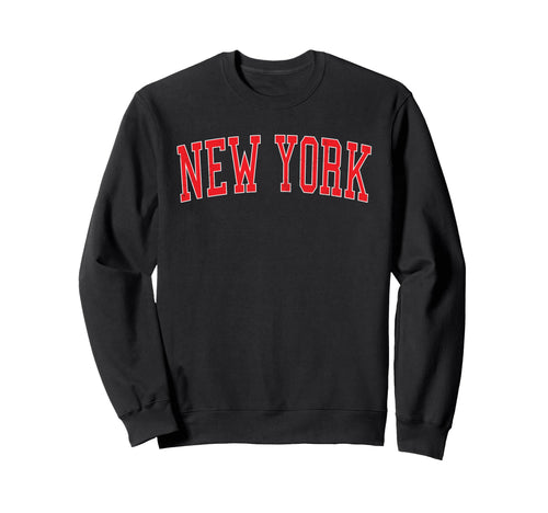 New York Ny Varsity Red Text Sweatshirt - Casual Everyday Wear for Adults - T-Shirt, Sweatshirt, Hoodie