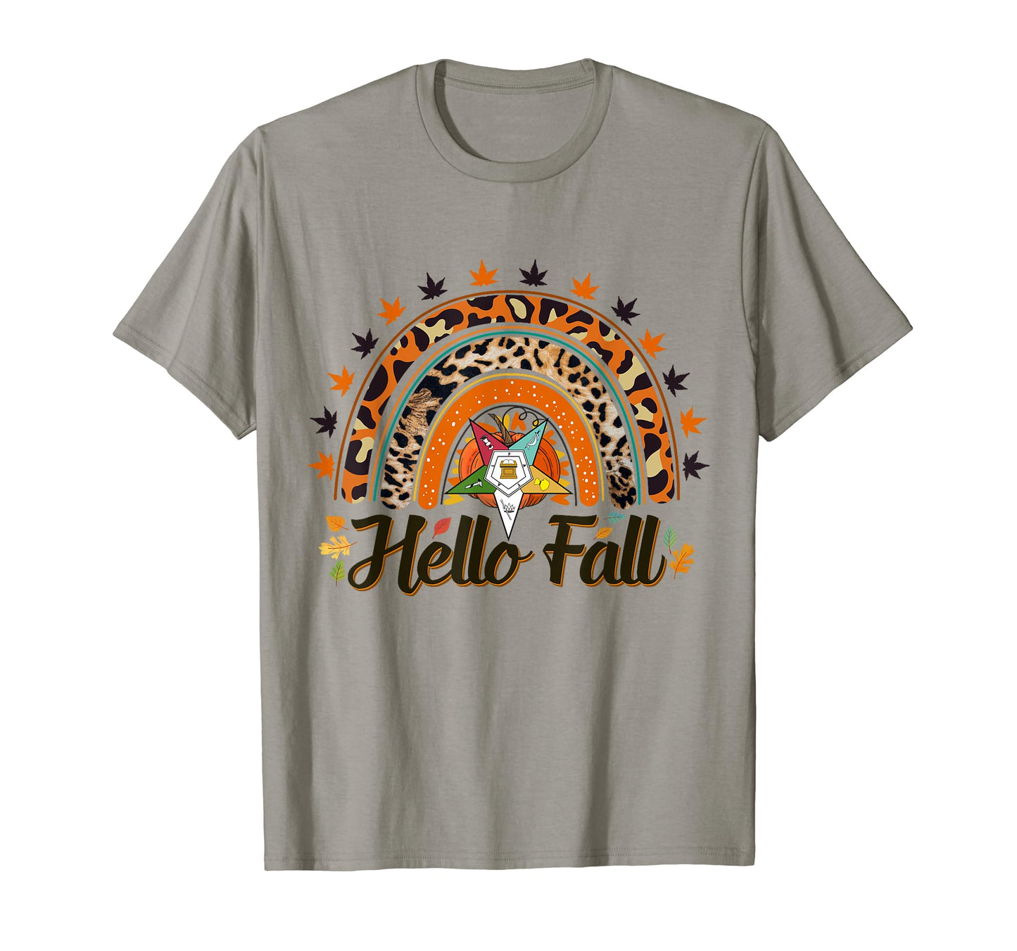 Oes Hello Fall Leopard Rainbow Autumn T-Shirt - Streetwear Style Men Women - T-Shirt, Sweatshirt, Hoodie