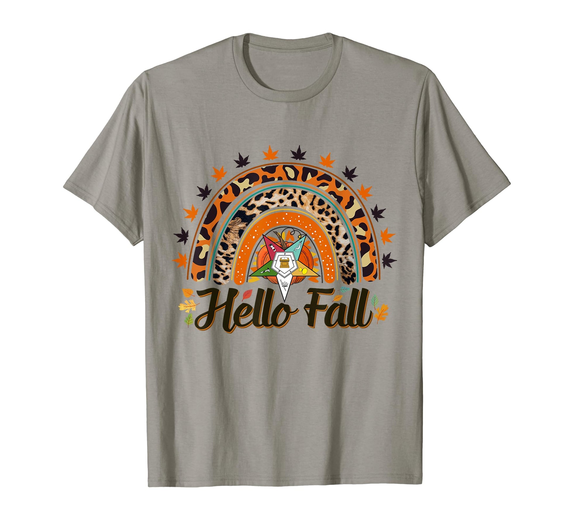 Oes Hello Fall Leopard Rainbow Autumn T-Shirt - Streetwear Style Men Women - T-Shirt, Sweatshirt, Hoodie