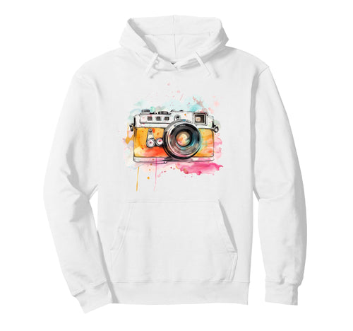 Photographer Camera Watercolor Photography Hoodie - Graphic Print Men Women - T-Shirt, Sweatshirt, Hoodie