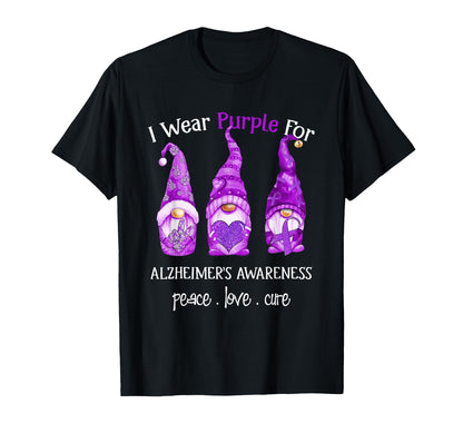 Peace Love Cure I Wear Purple Gnome T-Shirt - Trendy Graphic Unisex - T-Shirt, Sweatshirt, Hoodie