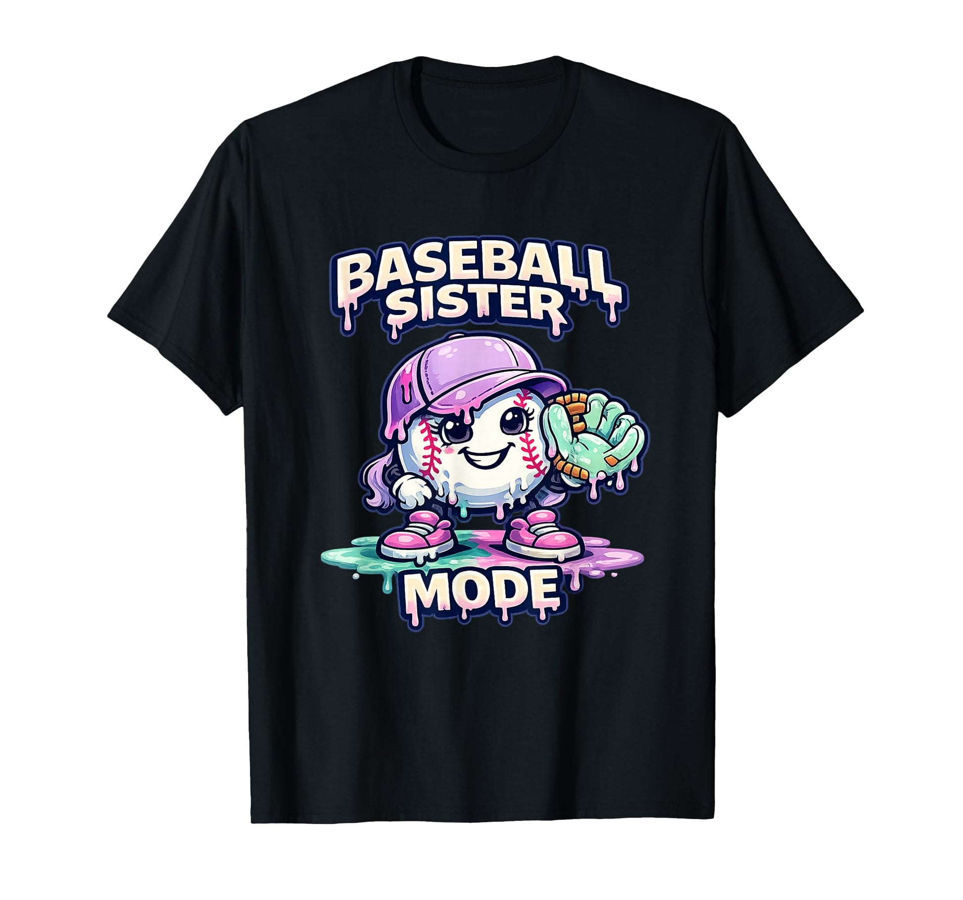 Ice Cream Drip Baseball Sister T-Shirt - Casual Everyday Wear for Adults - T-Shirt, Sweatshirt, Hoodie