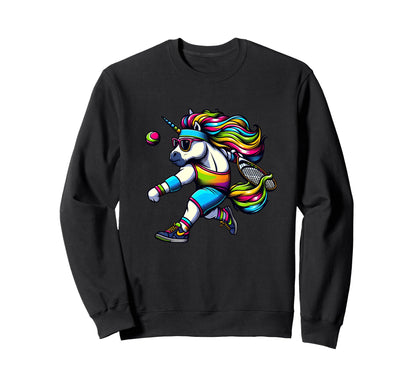 Tennis Unicorn Rainbow Athlete Sweatshirt - Casual Everyday Wear Unisex - T-Shirt, Sweatshirt, Hoodie