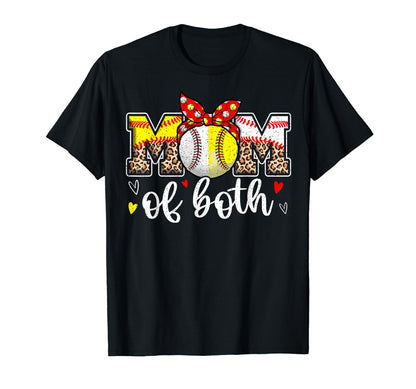 Mom Both Leopard Game Day Baseball T-Shirt - Novelty Apparel Unisex - T-Shirt, Sweatshirt, Hoodie