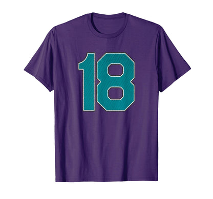 Player Teal Number 18 Sports Team Fan T-Shirt - Graphic Print Men Women - T-Shirt, Sweatshirt, Hoodie