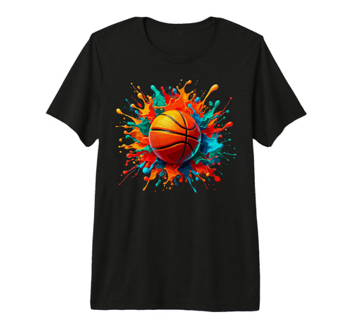 Colorful Paints Splash Basketball Ball T-Shirt - Novelty Apparel Unisex - T-Shirt, Sweatshirt, Hoodie