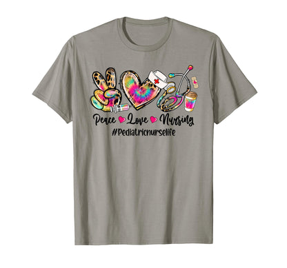 Peace Love Nursing Pediatric Nurse Life T-Shirt - Graphic Print Men Women - T-Shirt, Sweatshirt, Hoodie