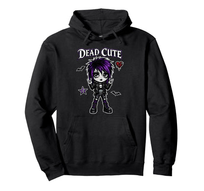 Dead Goth Purple Hair Rock Sign Hoodie - Casual Everyday Wear Men Women - T-Shirt, Sweatshirt, Hoodie