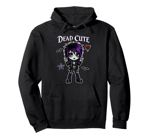Dead Goth Purple Hair Rock Sign Hoodie - Casual Everyday Wear Men Women - T-Shirt, Sweatshirt, Hoodie