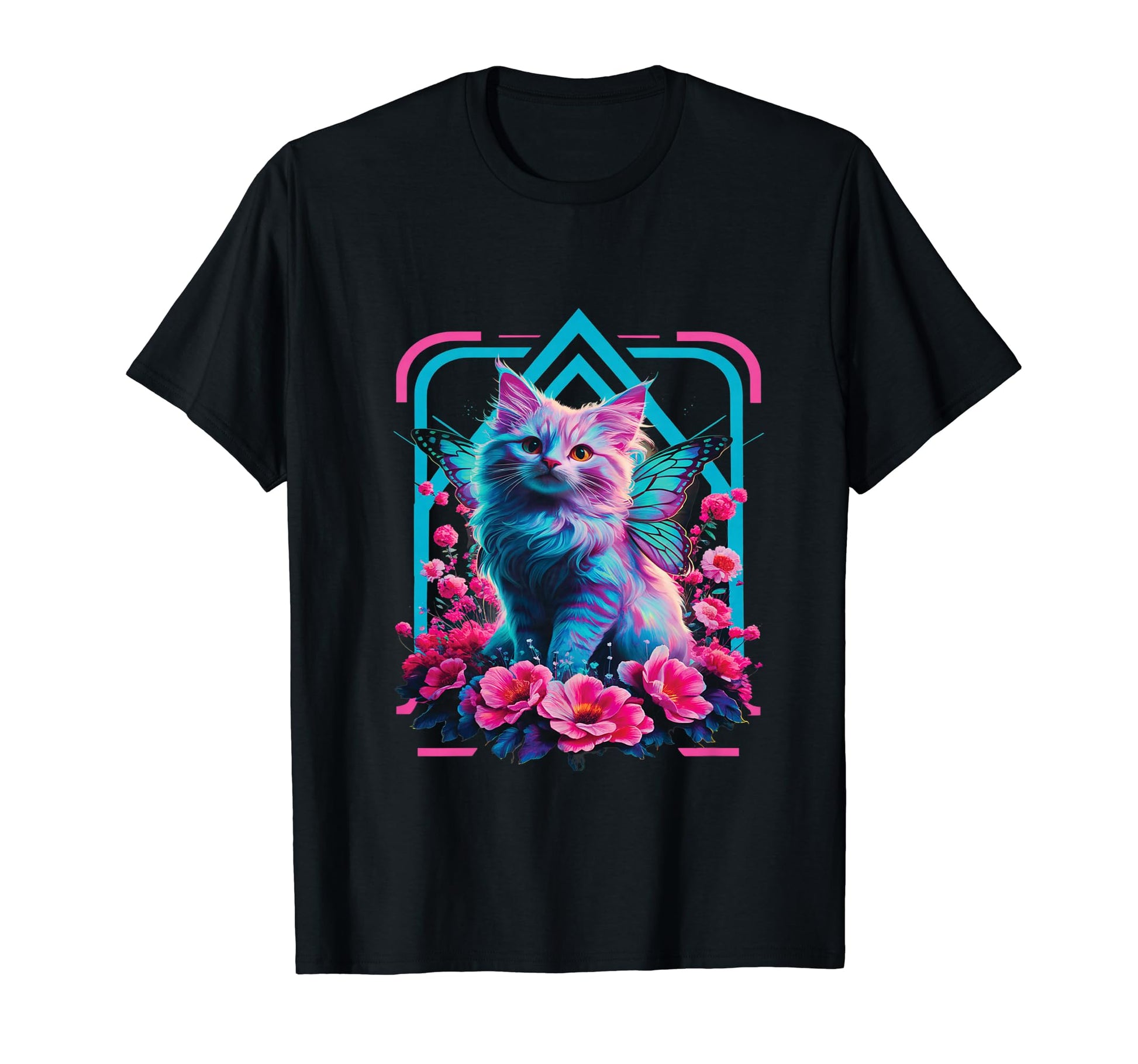 Butterfly Cat Vaporwave Cat T-Shirt - Casual Everyday Wear Unisex - T-Shirt, Sweatshirt, Hoodie