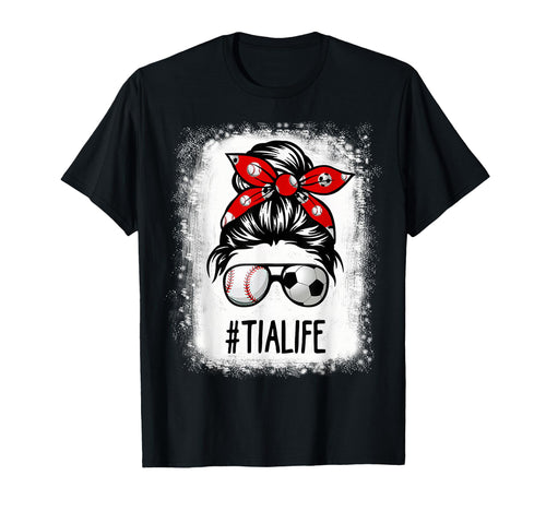 Bleached Tia Life Soccer Messy Bun T-Shirt - Minimalist Print Unisex - T-Shirt, Sweatshirt, Hoodie