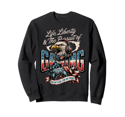 Patriotic Usa Gamer Usa Flag Proud Sweatshirt - Custom Art Print Unisex - T-Shirt, Sweatshirt, Hoodie