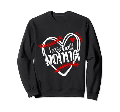 Baseball Nonna Distressed Heart Sweatshirt - Fun Novelty Design Men Women - T-Shirt, Sweatshirt, Hoodie