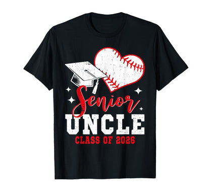 Senior Uncle Class 2026 Baseball T-Shirt - Aesthetic Graphic Unisex - T-Shirt, Sweatshirt, Hoodie