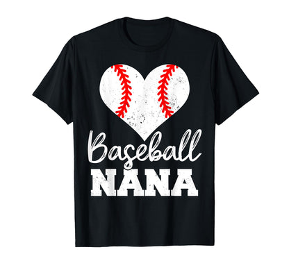 Baseball Nana Heart Funny Heartfelt T-Shirt - Fun Novelty Design Unisex - T-Shirt, Sweatshirt, Hoodie