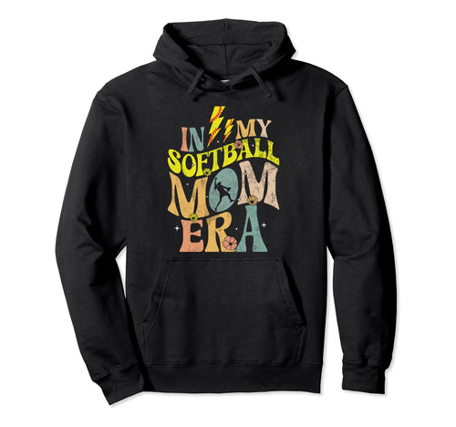My Softball Mom Era Groovy Softball Hoodie - Fun Novelty Design Unisex - T-Shirt, Sweatshirt, Hoodie